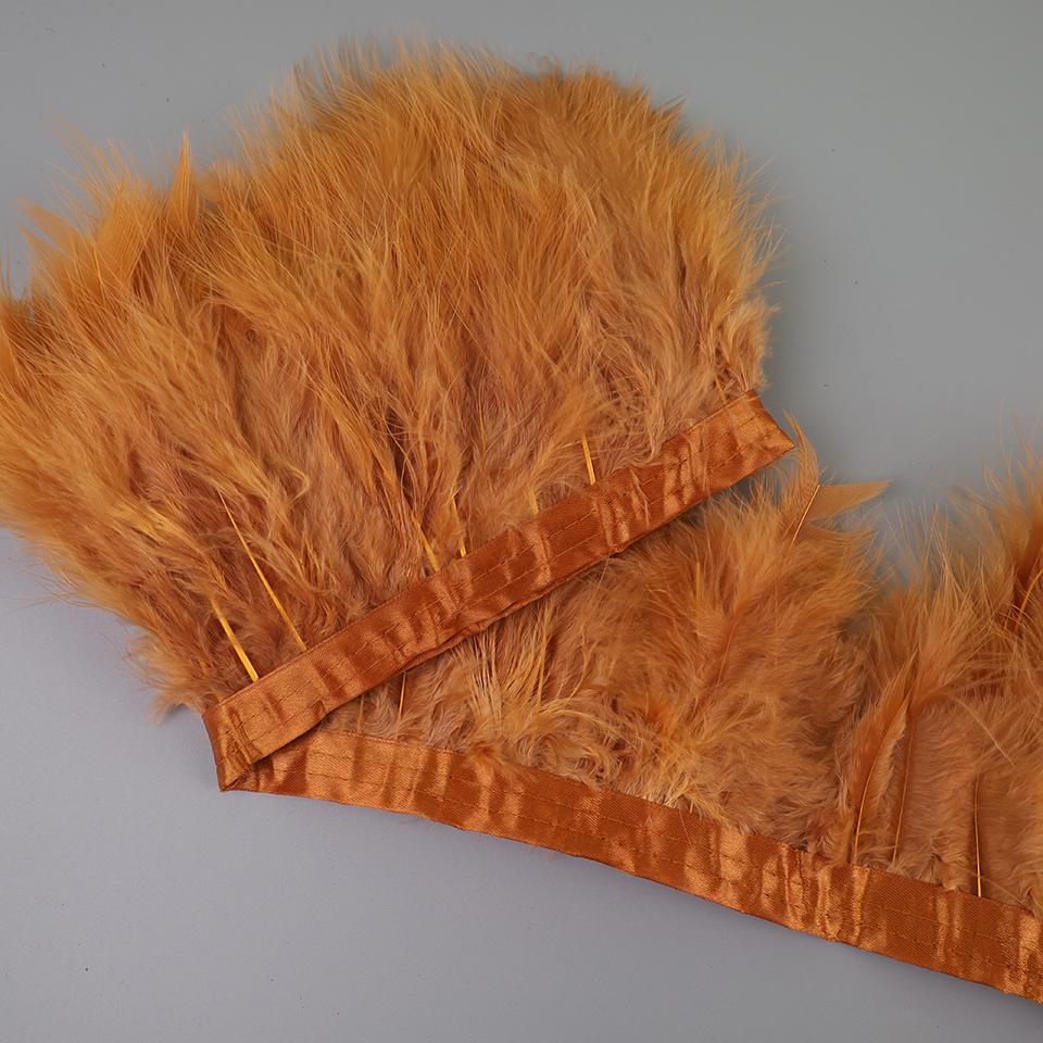 FeatherTurkey Feather Fringe 4-6inch Colorful Marabou Feather Tape for Handiwork Clothes Dress Handmade Cloth Strap Home Decoration