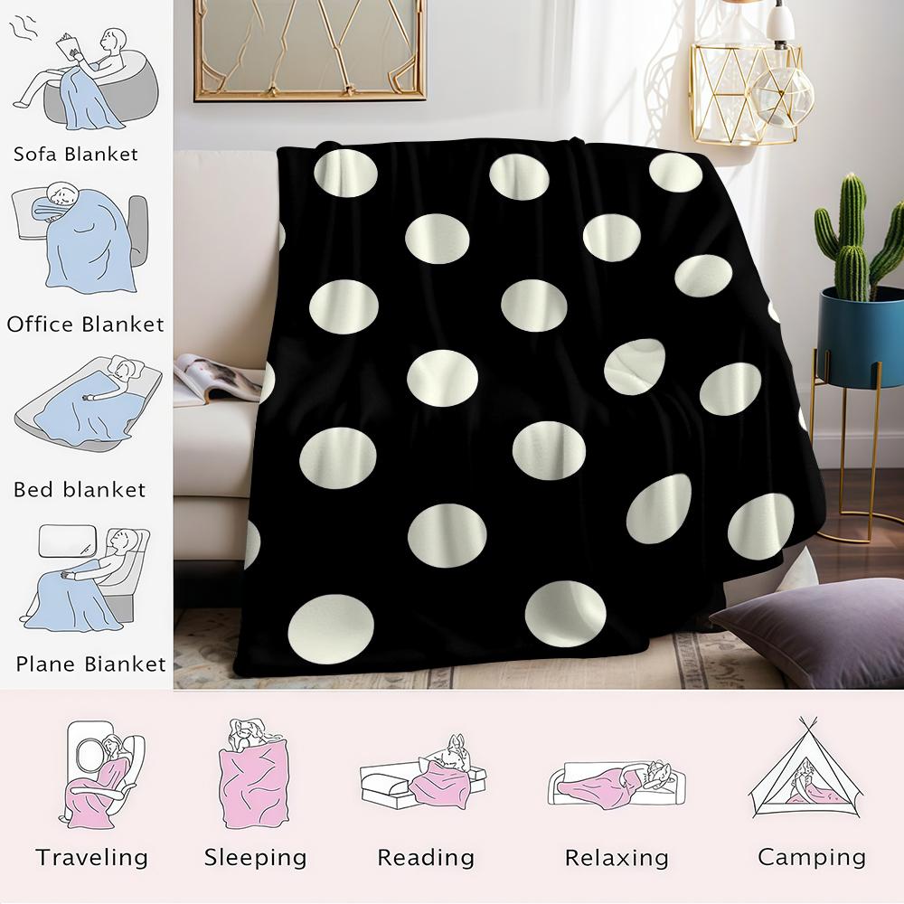 Schwarz-Weiß gepunktete Flanelldecke Warm Weich Halloween Weihnachten Sofa Warm Gemütlich Dekorative Dekoration Geschenk für Jede Jahreszeit