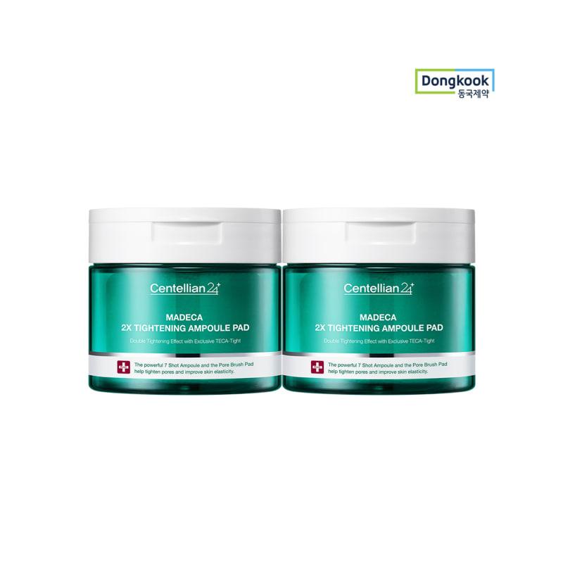 Madeca Double Tightening Ampoule Pads 165ml (60 Sheets) 2 Pcs Elasticity Absorption Pore Lifting TECA Water Glow Skin Cooling