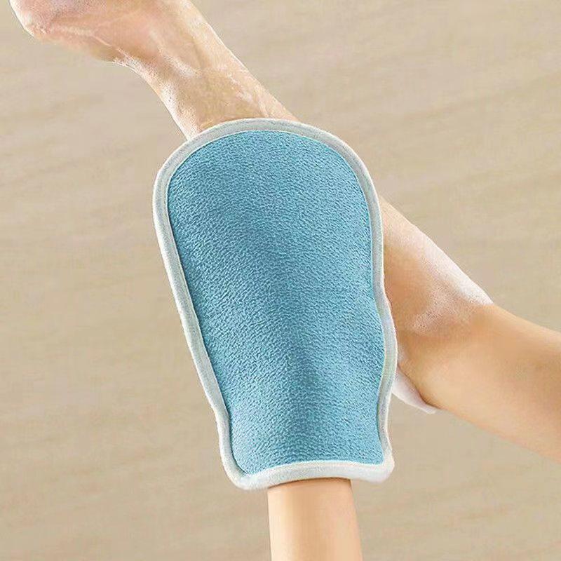 

Комплект из двухсторонних банных полотенец и перчаток Bath gloves небесно-голубой