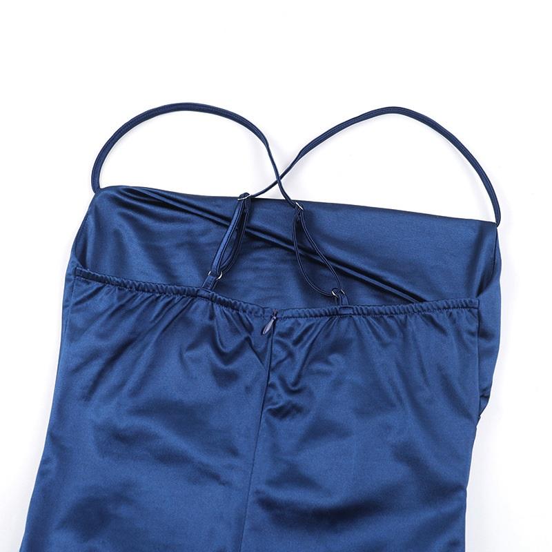 Women Long Bodycon Dress Solid Color Spaghetti Strap Cowl Neck Sleeveless Dress Summer Backless Cami Dress