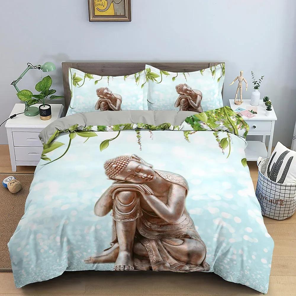 Familien Buddha Bettwäsche Set Mandala Bettbezug Luxus Twin King Size Bettwäsche Sets Bohemian Bettwäsche 23 Teile mit Kissenbezug Golden