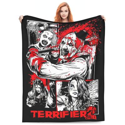 Retro Terrifier 2 Helovino Klouno Meno Antklodė Vilnos Spaudinys Nešiojama Minkšta Mesti Antklodė Sofai Biurui Lovatiesės