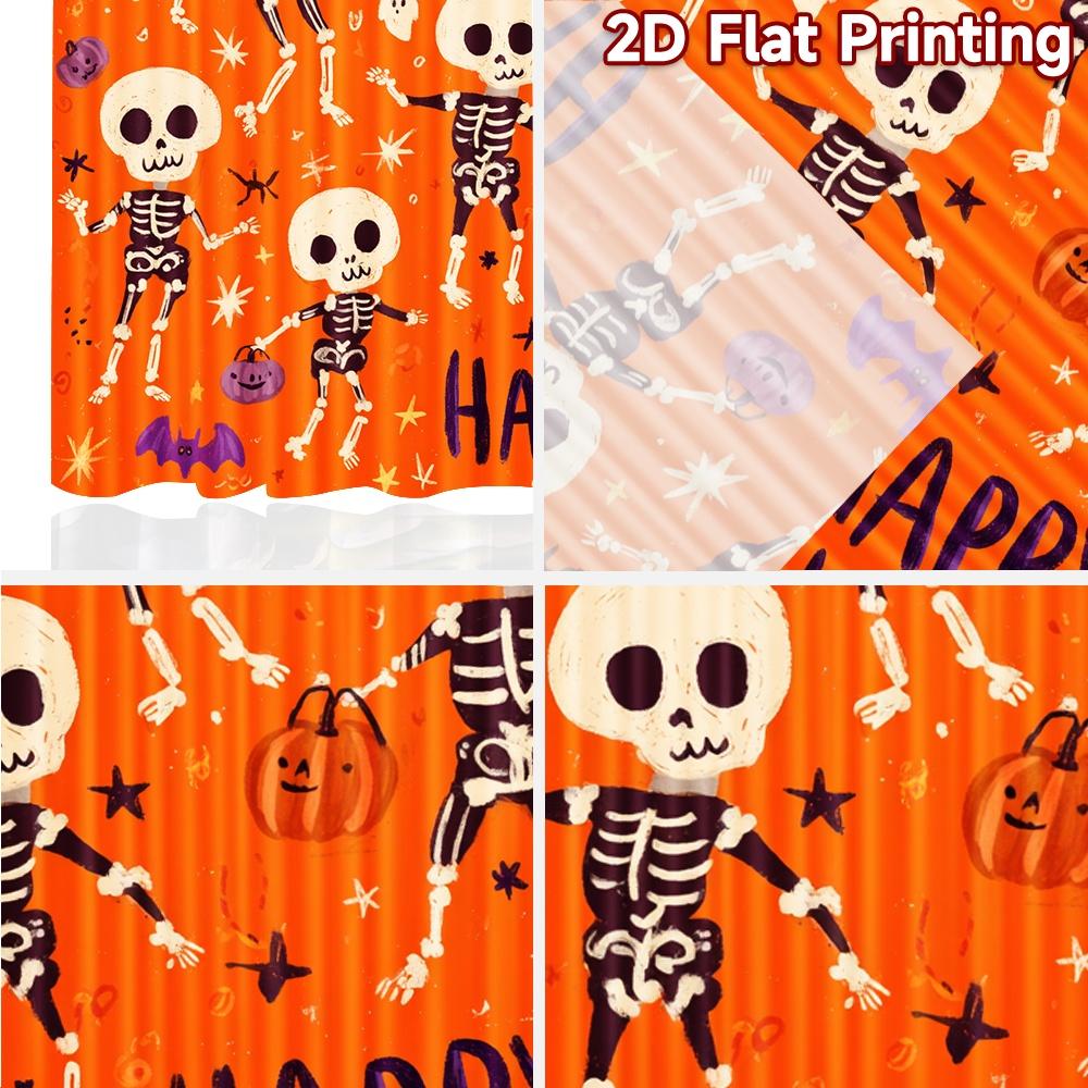 2pcs, 2D FLAT PRINTING Curtains (Without Rod) Halloween Fun Chic Print Curtains Festival Versatile Fabric Curtains Decorations