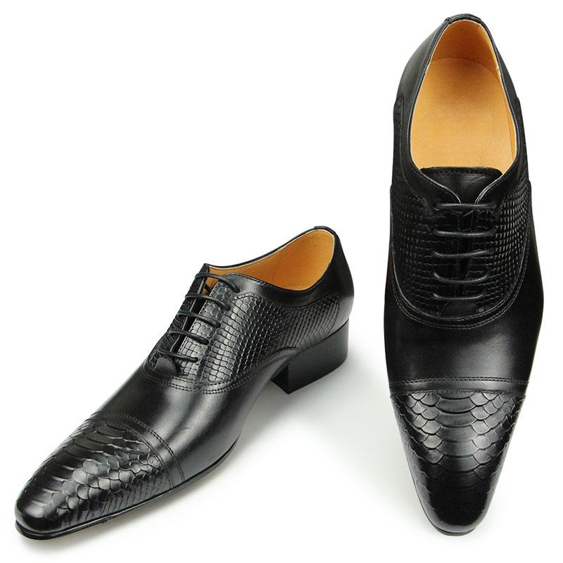 Fashion Mens' Wedding Dress Oxfords Shoes Genuine Leather Lace-up Latest Design Elegant Black Shoes Man Pointed Formal Leather Shoes Men