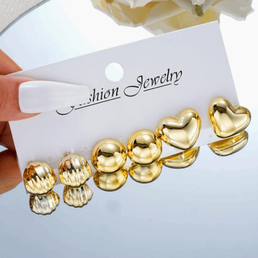 

Chunky Hoop Earrings Set Geometric Glossy CCB Gold Plated Earrings Luxury Jewelry Accessories C Shape Hoop Earring Fashion Gift