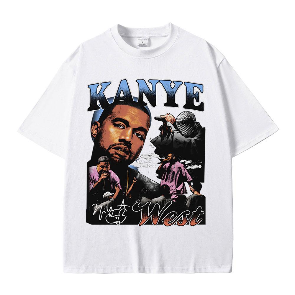 Rapper Kanye West Graphic Print T Shirt Unisexs Fashion Retro Short Sleeve Tshirt Casual 100 Cotton Tshirts Hip Hop Streetwear