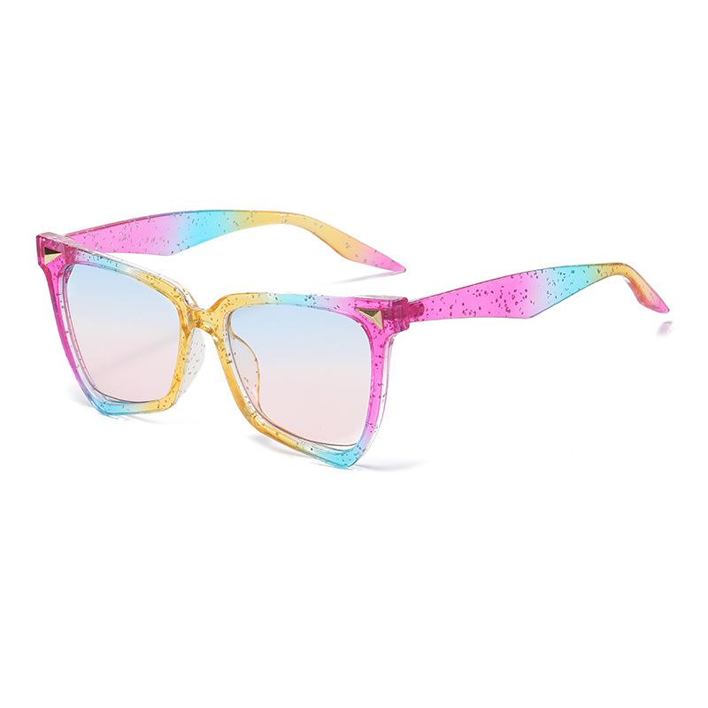 

MYT469 Oversized Cat Eye Sunglasses Colorful Glasses Frame Ladies Eyewear Rice Nail Rainbow Color Oculos De Sol Eyeglasses UV400 Other