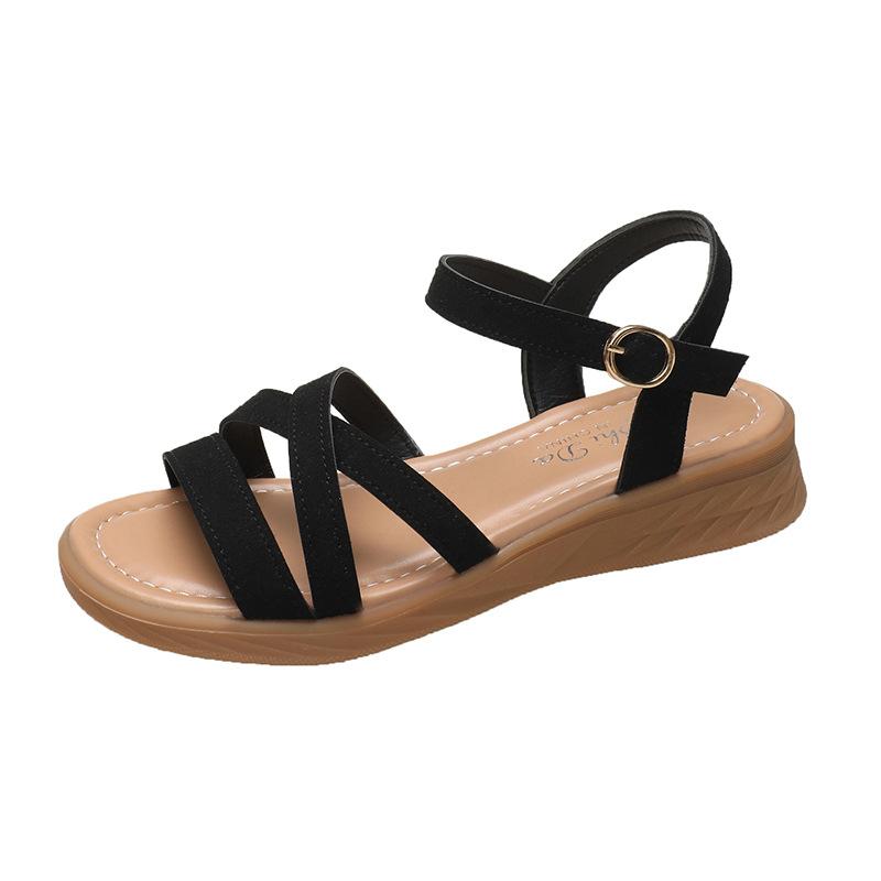 

Летние плоские сандалии женские удобные одно слово пряжка ремешок Беременные темперамент медсестра обувь в старой обуви модные женские летние дышащие туфли 40