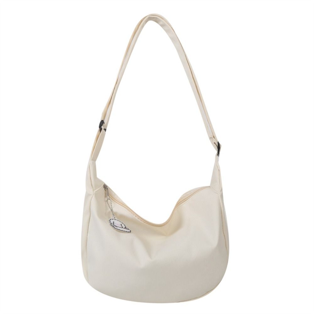 

Сумка из холщовой ткани кремового цвета с подвеской в корейском стиле, простая сумка для пельменей для девочек белый/бежевый