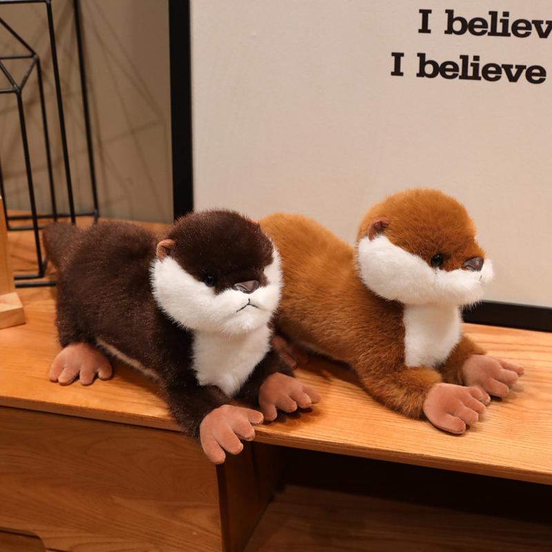 Peluche lontra di simulazione, animali di peluche carini, lontre soffici, bambole peluche, anime, kawaii, morbido, giocattoli da compagnia per bambini e neonati