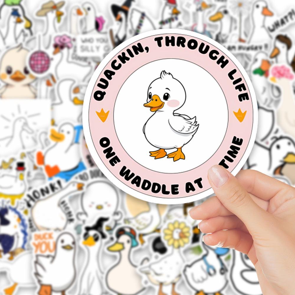 50 Cartoon Big White Goose Waterproof Decorative Notebook Stickers - DIY and Funny