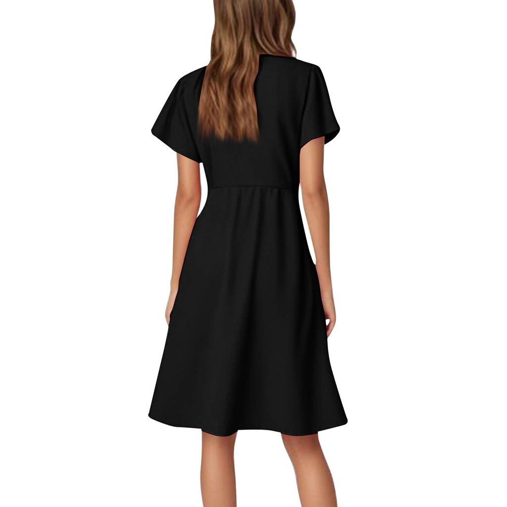 Women's Dresses Flared Sleeve Short Sleeve Casual Color V-Neck Dresses