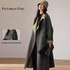 Color-Block Wool Blend Long Coat