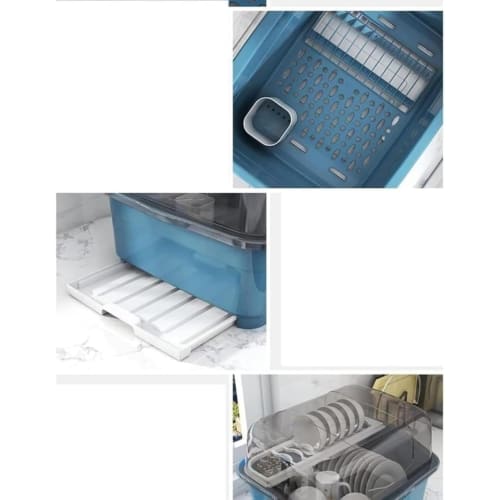 Riuuyyi Dish Drainer Basket, Dish Drying Box, Dish Drainer Rack with Cover, Kitchen Drain Rack with Clear Lid, Hygienic for Kitchen Utensils, Dustproo