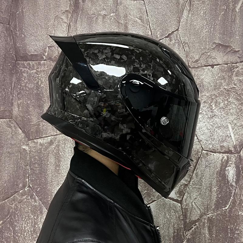 ORZ Black Warrior forged carbon fiber full face motorcycle helmet, DOT certified, motorcycle scooter light racing helmet M