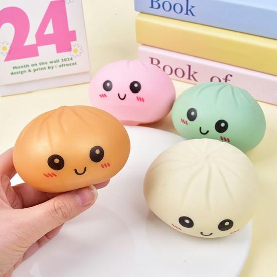 12 Piezas Dibujo Animado Expresión Empanadilla Juguete para Apretar Suave Elástico Bollo al Vapor Juguete Fidget Descompresión Simulación Bola de Masa Juguete de Escritorio