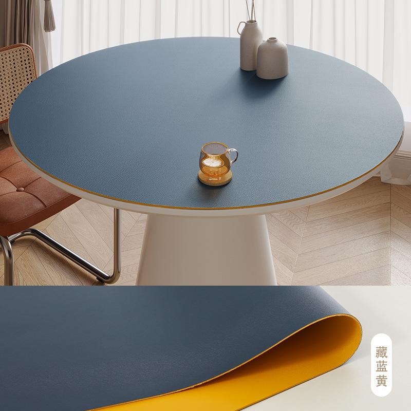 Einfarbige Leder-Tischdecke Wasserdicht und Ölabweisend Zum Drauf Lassen Esstischdecke Leder Runde Tischdecke Haushalt Geruchlose Tischdecke Rund