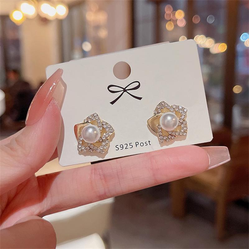 Fashion rhinestone flower ear stud Earrings for Women Girl Gift Jewelry Wholesale