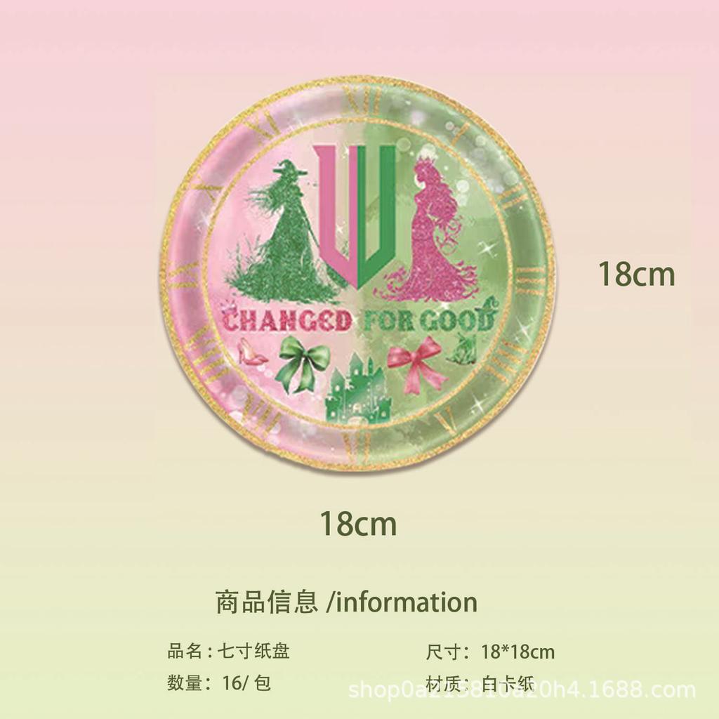 Pink Green Witch Theme Birthday Party Cutlery Paper Plates Paper Cups Paper Towels Tablecloths Flag Birthday Party Supplies