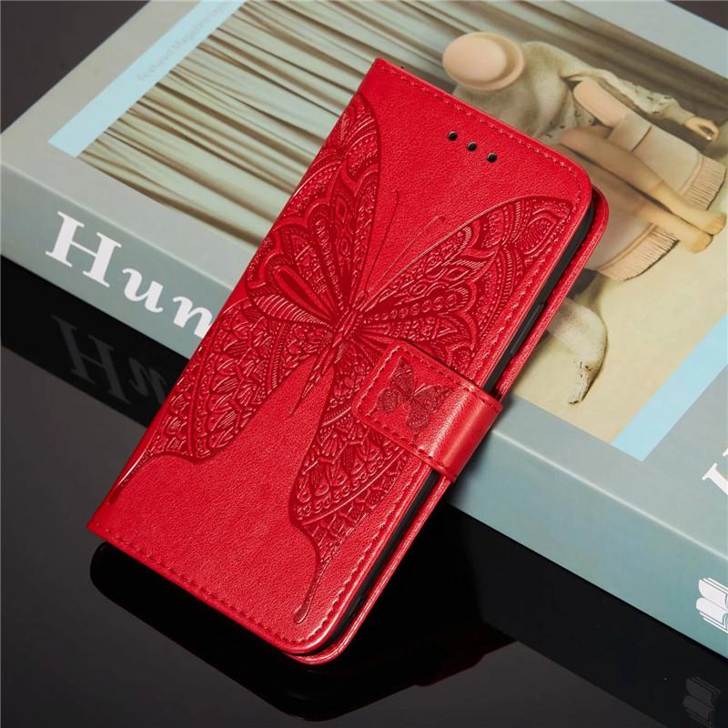 Magnetische Schmetterlings-Prägung Leder Klapphülle für iPhone 12/13
