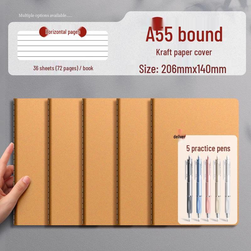 Thickened Kraft Paper B5 Lined Notebook for College and High School Students