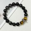 Obsidian Bracelet For Men 12mm Natural Stone Stretch Beaded Bracelets Handmade Round Bangle Jewelry Gifts