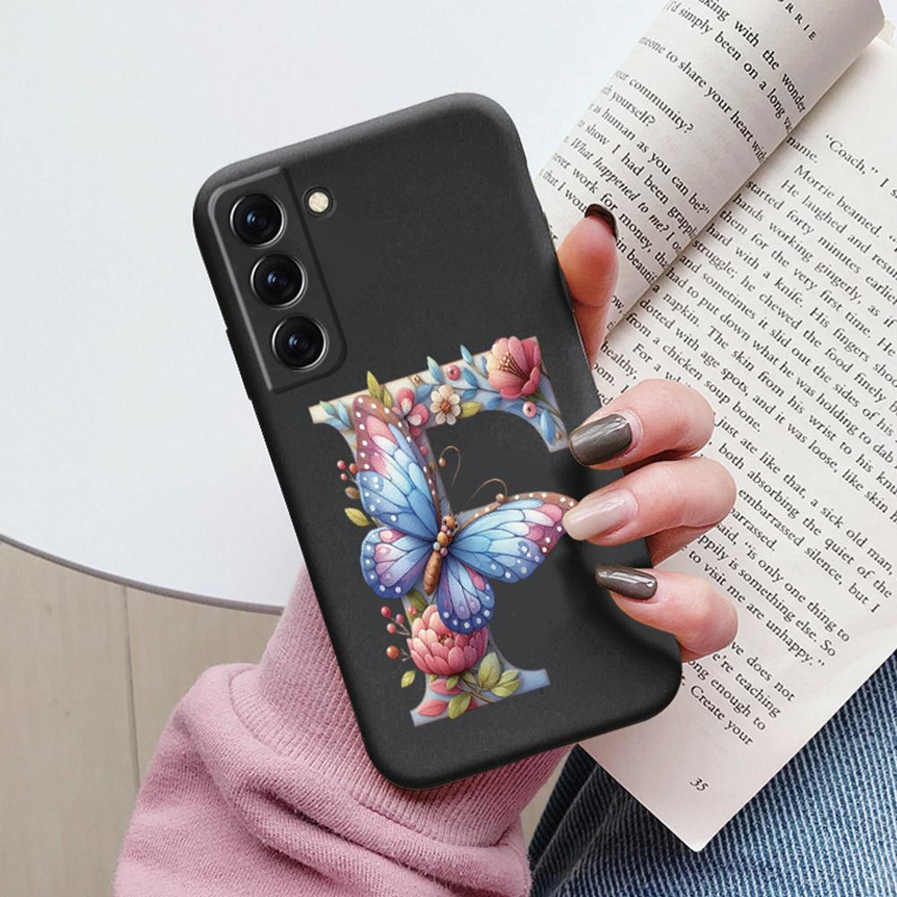 Phone Case Women For Samsung Galaxy S21 FE S22 Plus Girls Bumper Cover Colorful Letter Flower Butterfly Love samsang s22 Ultra