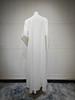 Elegant White Floral Embroidered Abaya Coat - Modern Middle Eastern Fashion