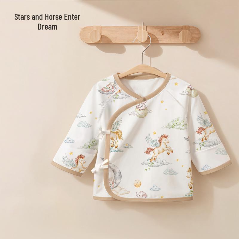 Newborn Summer Breathable Half-Back Top - Soft, Boneless Belly Protection 0-3 months, recommended 6-12 lbs