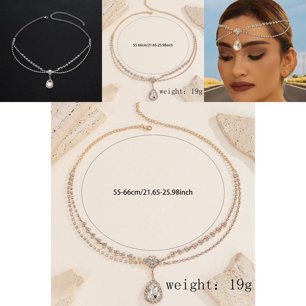 Elegant Rhinestone And Multi Layer Chain Design Silver Jewelry Headwear For Women