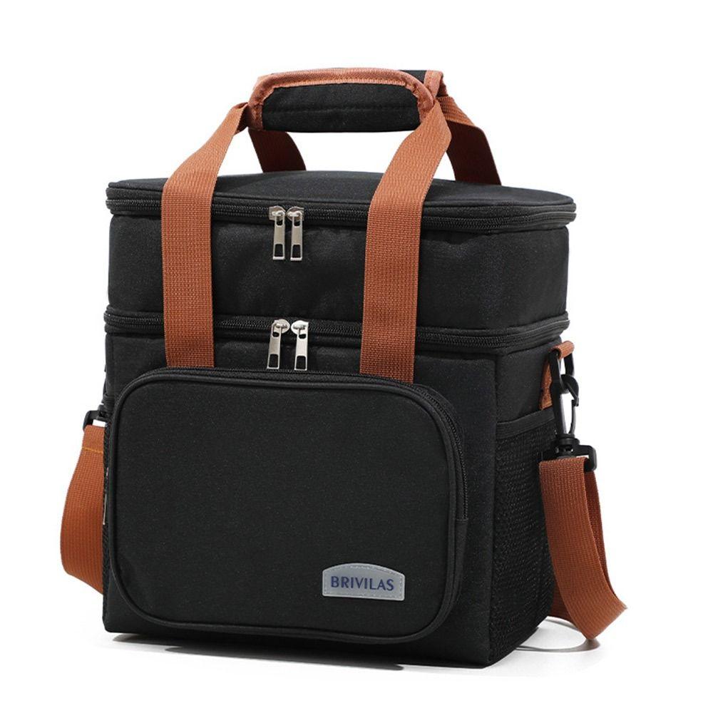 Large Capacity Lunch Box Double Layer Lunch Bag Meal Pouch Food Insulated Cooler Ice Bag