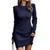 Coldproof O-Neck Winter Dress Popular Temperament Pure Color Sexy Slim Knitted Pencil