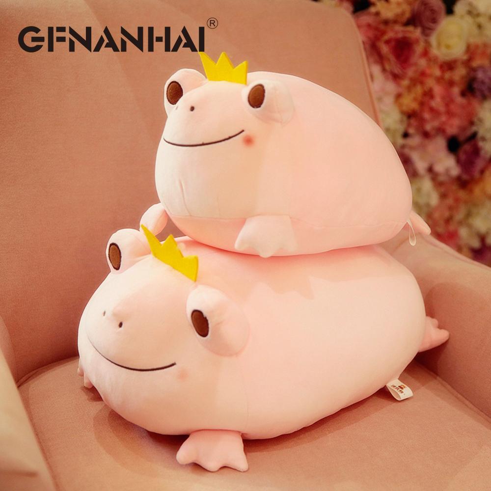 1 Stück 35cm süß der Kronen-Frosch Plüschkissen gefüllt mit Daunenbaumwolle Kinderspielzeug kawaii lächelnder Frosch Puppen für Kinder Geburtstagsgeschenk