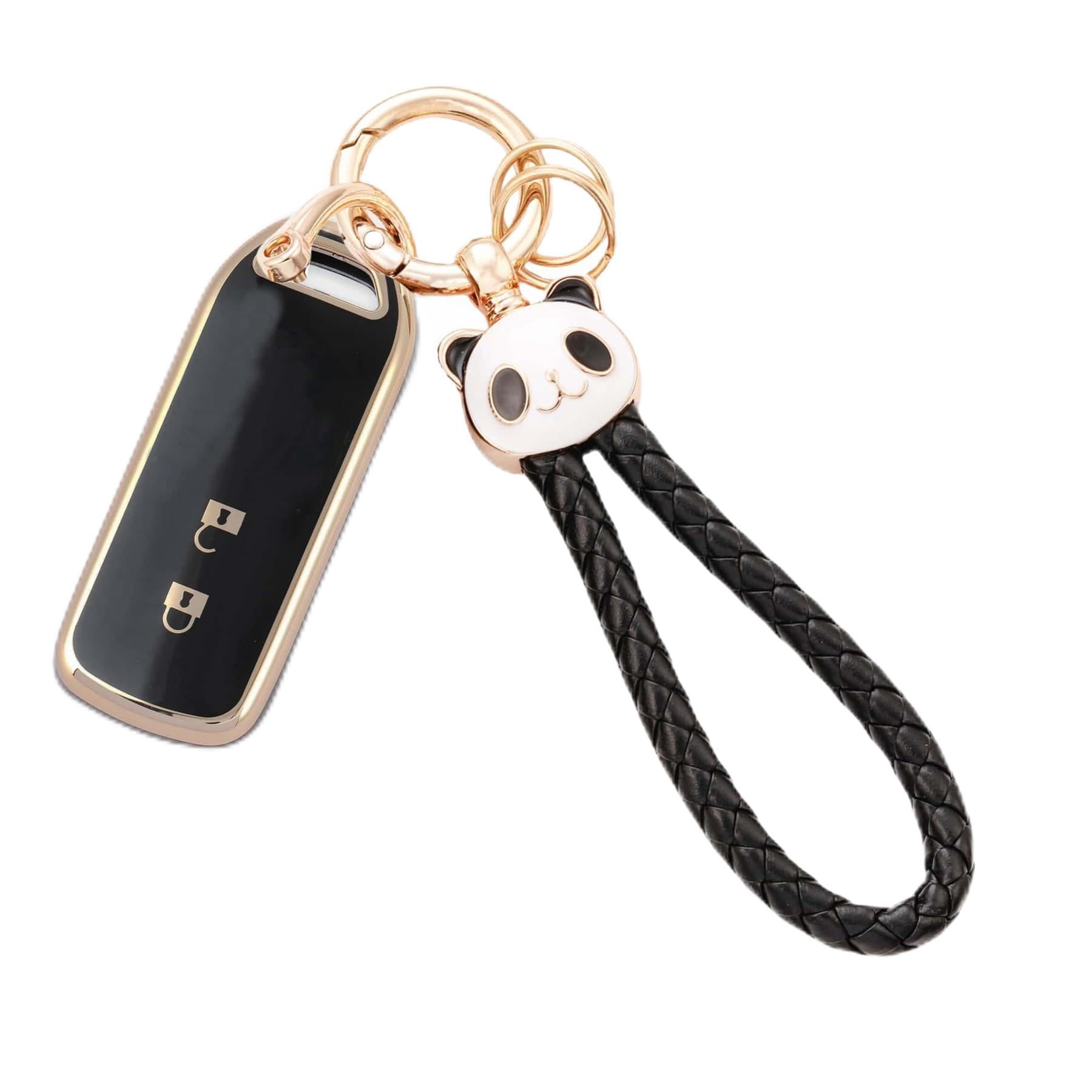 

Чехол для ключа, совместимый с Honda NBOX Custom, Чехол для ключа, Чехол для смарт-ключа, Брелок для ключей в виде панды, Золотой, Черный [HOYZE] N-BOX N-VAN N-ONE