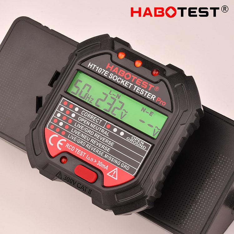 HABOTEST HT107 Series Pro RCD Socket Tester (Models: HT107E, HT107D, HT107B) - EU, UK, US Versions