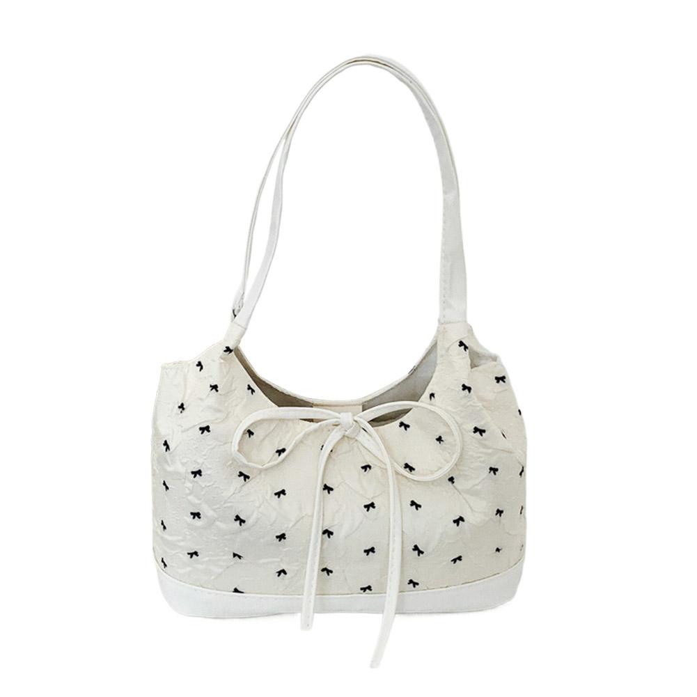 Sweet Single Shoulder Underarm Bag Bow Print Tote Bag Fashion Underarm Bag Protable Casual Commute Niche Handbags