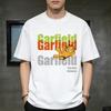 Garfield "Parallel Universe" Layered Color Letter Print Short Sleeve T-Shirt, American Streetwear Heavyweight Cotton Loose Fit Oversized Couple Top