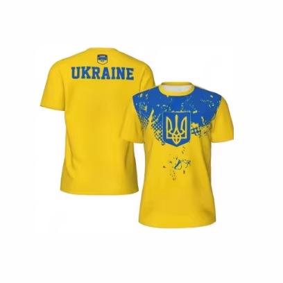 3D printing Ukrainian national flag football jersey men's quick-drying breathable T-shirt summer sports and leisure competitive training