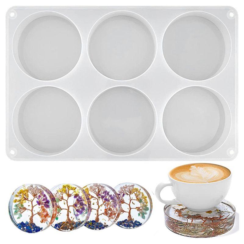1 PCS Resin Coaster Molds 6-Cavity Deep Round Coaster Silicone Molds Coaster Mold For Epoxy Resin DIY Coasters Resin Art Gifts