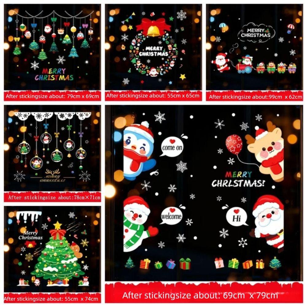 Santa Claus Christmas Tree Christmas Window Stickers Reusable Stickers Glass Stickers Christmas Wall Sticker PVC Electrostatic