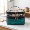 Double-layer Portable Large Capacity Makeup Bag Handheld Travel Waterproof Toiletry Bag Portable Cosmetics Storage Pouch