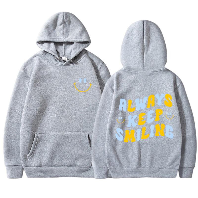 New Loose Large Size Sweater Letter Comfort Top Women's Color Pattern Printed Rope Hood