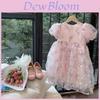 Girl Summer Dress With Flower Pattern And Tulle For Toddler Girls 3-8 Years Old