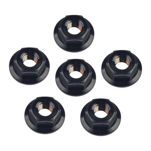 Ruifu Titanium Alloy Flange Nuts M5 M6 Pack of 6 (M6, Black)