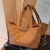 Versatile Quilted Tote Bag Sweet Bubble Shoulder Bag Cloth Bag Rhombus Plaid Handbag  Women