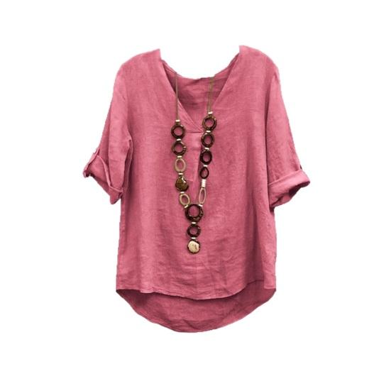 

Жіночі топи з V-подібним вирізом, з коротким рукавом, вільний крій, пуловери, однотонні, базовий стиль для роботи, універсальна футболка S рожевий