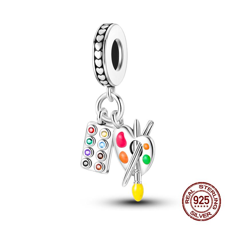 100% 925 Sterling Silver Guitar Musician Painter Doctor Career Charm Bead Fit 925 Original Bracelet DIY Souvenir Jewelry