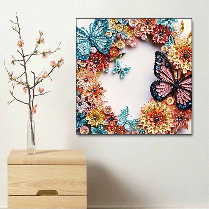 New Arrival 5D DIY Full Circle Diamond Painting "Butterfly Circle" Embroidery Cross Stitch Home Decor Gift