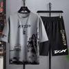 Summer New Ice Silk Short Sleeve T-shirt for Men's Sports Youth Printing Plus Size Loose Tops Tees Casual Fashion Men Clothing